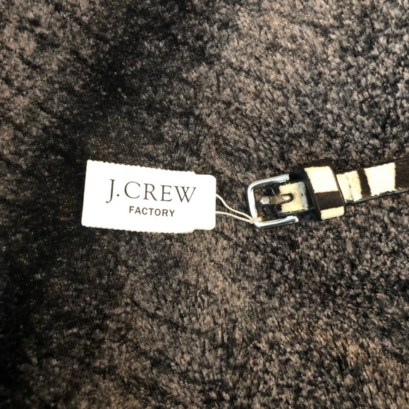 NWT J. Crew Factory Zebra Hair Calf Skinny Belt - Picture 2 of 7